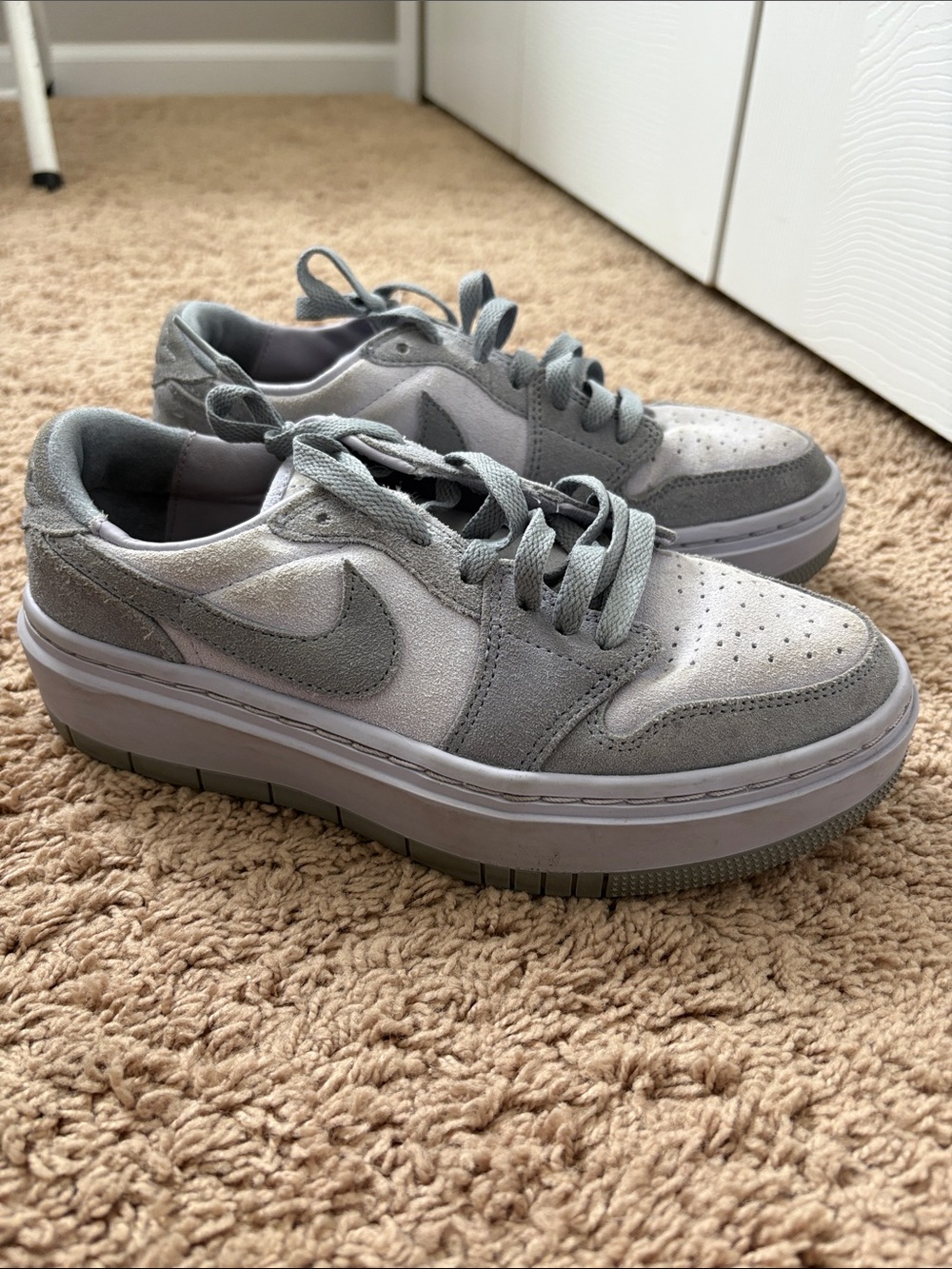 Nike Gray and Purple Low-Top Platform Sneakers